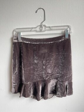 Whimsical Madewell Velvet Ruffle Hem Mini Skirt - Dusty Brown